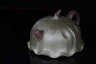 《荷葉》宜興名家紫砂壺工藝美術(shù)師手工民國(guó)綠，紫泥功夫茶具茶壺家用