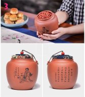 《四大美女茶葉罐》宜興紫砂壺手工紫泥，段泥，紅清水泥，天青泥茶壺具