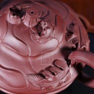 《風(fēng)卷葵》宜興紫砂壺高級(jí)工藝美術(shù)師純手工風(fēng)卷葵底槽青紫砂茶壺