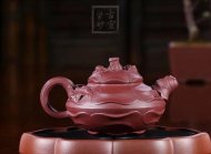 《風(fēng)卷葵》宜興紫砂壺高級(jí)工藝美術(shù)師純手工風(fēng)卷葵底槽青紫砂茶壺