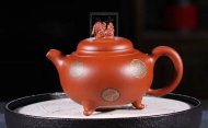 《獅韻》紫砂壺全手工茶壺老師小紅泥，絞泥（段泥、紫泥、綠泥等）壺