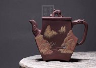 《山水龍泉》宜興紫砂壺純手工高級(jí)工藝美術(shù)師底槽青茶具