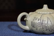 《南瓜》宜興紫砂壺名家助理工藝美術(shù)師純手工青灰段中壺茶具功夫泡茶壺家用南瓜套裝