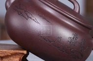 《橋梁扁鼓》宜興紫砂壺工藝美術(shù)師手工刻繪茶壺茶具紫泥