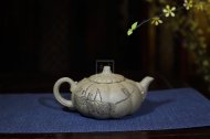 《南瓜》宜興紫砂壺名家助理工藝美術(shù)師純手工青灰段中壺茶具功夫泡茶壺家用南瓜套裝