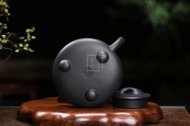 《景舟石瓢》宜興紫砂壺助理工藝美術(shù)師手工黑料石瓢茶壺茶具